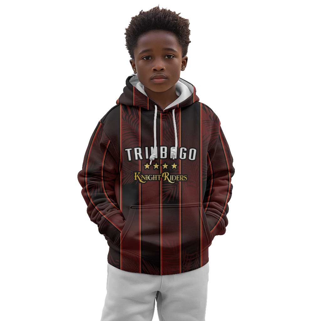 Custom Afro-Trinbago Cricket Knight Riders Kid Hoodie Palm Leaves Stripes Style - African Pride
