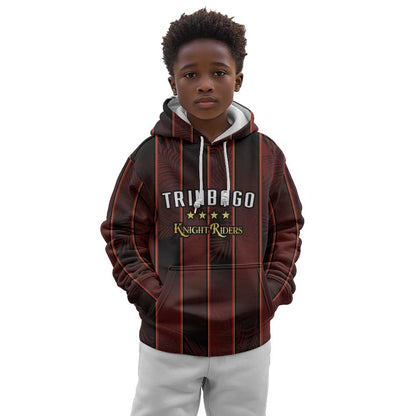 Custom Afro-Trinbago Cricket Knight Riders Kid Hoodie Palm Leaves Stripes Style - African Pride