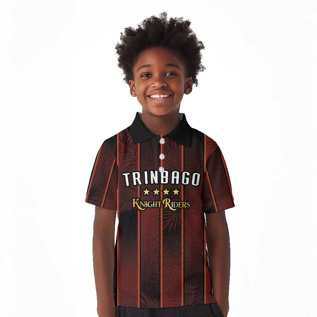 Custom Afro-Trinbago Cricket Knight Riders Kid Polo Shirt Palm Leaves Stripes Style - African Pride