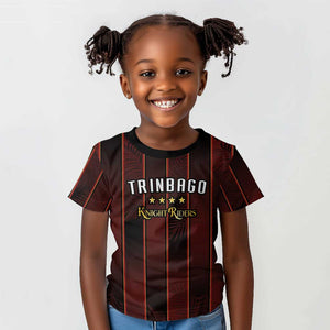 Custom Afro-Trinbago Cricket Knight Riders Kid T shirt Palm Leaves Stripes Style - African Pride