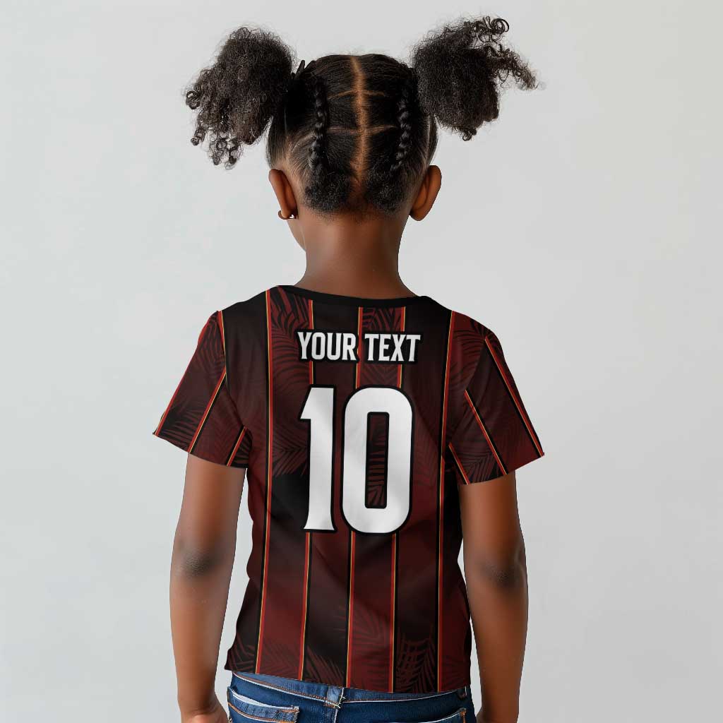 Custom Afro-Trinbago Cricket Knight Riders Kid T shirt Palm Leaves Stripes Style - African Pride