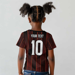 Custom Afro-Trinbago Cricket Knight Riders Kid T shirt Palm Leaves Stripes Style - African Pride