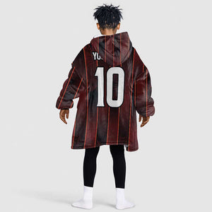 Custom Afro-Trinbago Cricket Knight Riders Kid Wearable Blanket Hoodie Palm Leaves Stripes Style - African Pride