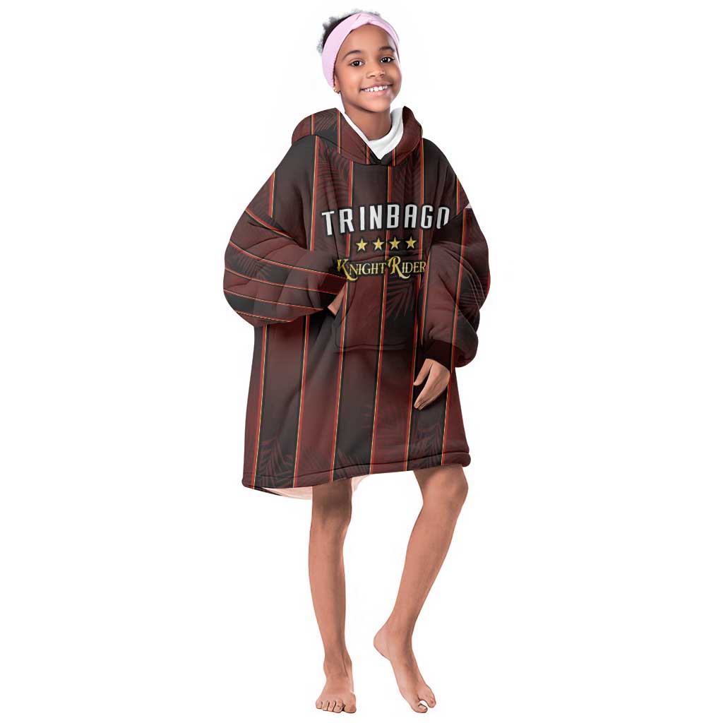 Custom Afro-Trinbago Cricket Knight Riders Kid Wearable Blanket Hoodie Palm Leaves Stripes Style - African Pride