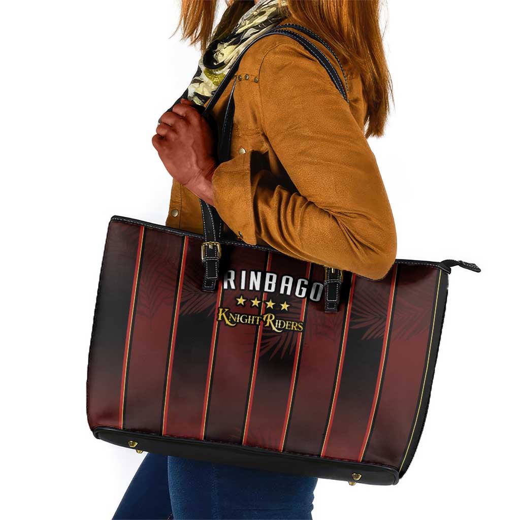 Afro-Trinbago Cricket Knight Riders Leather Tote Bag Palm Leaves Stripes Style - African Pride