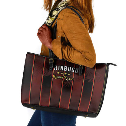 Afro-Trinbago Cricket Knight Riders Leather Tote Bag Palm Leaves Stripes Style - African Pride
