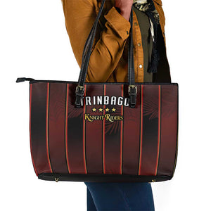 Afro-Trinbago Cricket Knight Riders Leather Tote Bag Palm Leaves Stripes Style - African Pride