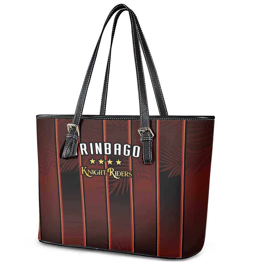 Afro-Trinbago Cricket Knight Riders Leather Tote Bag Palm Leaves Stripes Style - African Pride