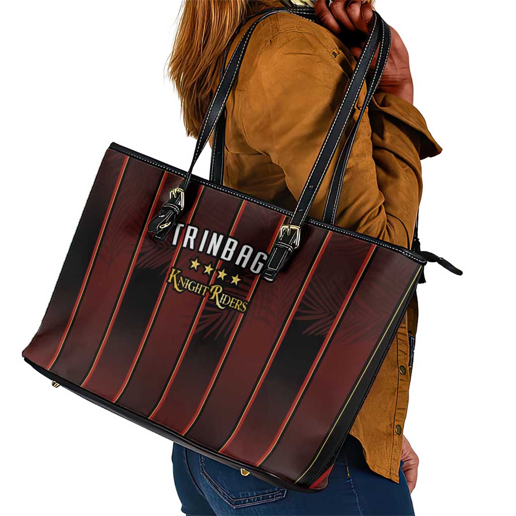 Afro-Trinbago Cricket Knight Riders Leather Tote Bag Palm Leaves Stripes Style - African Pride