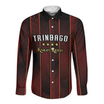 Custom Afro-Trinbago Cricket Knight Riders Long Sleeve Button Shirt Palm Leaves Stripes Style - African Pride