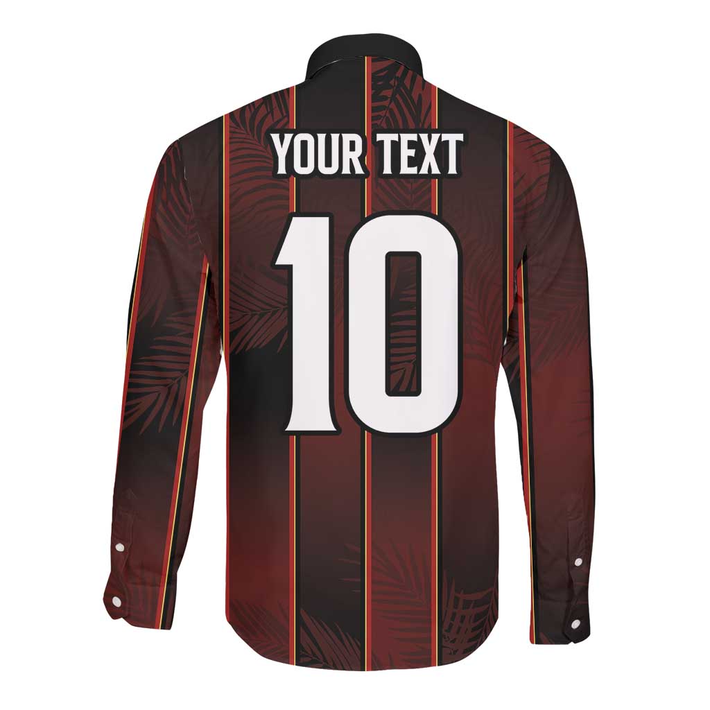 Custom Afro-Trinbago Cricket Knight Riders Long Sleeve Button Shirt Palm Leaves Stripes Style - African Pride