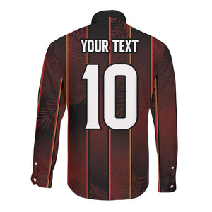 Custom Afro-Trinbago Cricket Knight Riders Long Sleeve Button Shirt Palm Leaves Stripes Style - African Pride