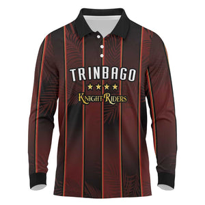 Custom Afro-Trinbago Cricket Knight Riders Long Sleeve Polo Shirt Palm Leaves Stripes Style - African Pride