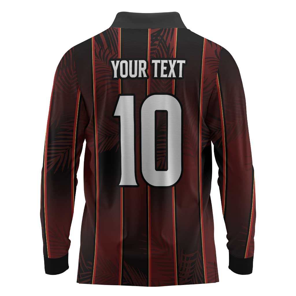 Custom Afro-Trinbago Cricket Knight Riders Long Sleeve Polo Shirt Palm Leaves Stripes Style - African Pride