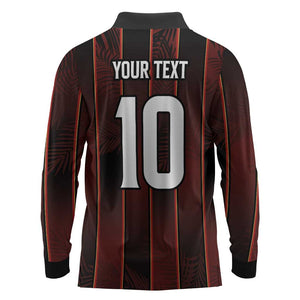 Custom Afro-Trinbago Cricket Knight Riders Long Sleeve Polo Shirt Palm Leaves Stripes Style - African Pride