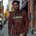 Custom Afro-Trinbago Cricket Knight Riders Long Sleeve Shirt Palm Leaves Stripes Style - African Pride