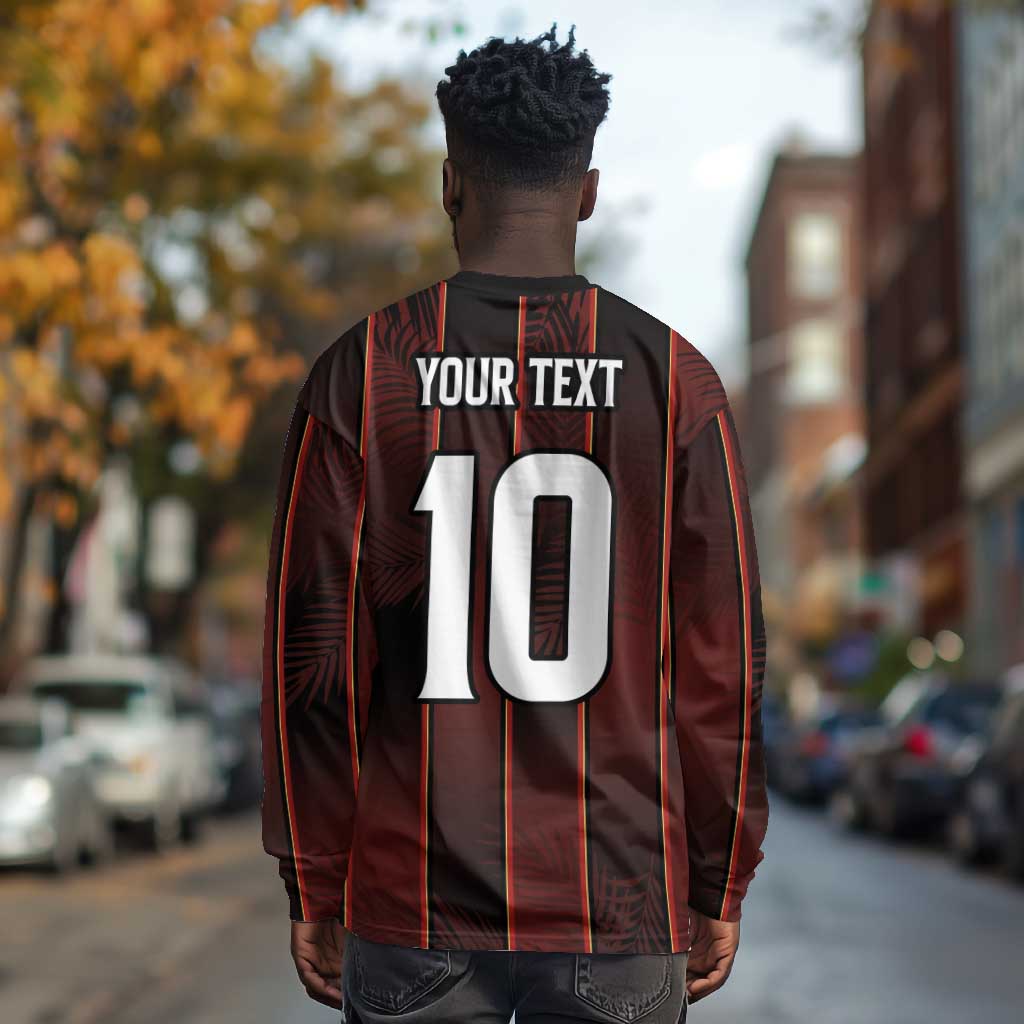 Custom Afro-Trinbago Cricket Knight Riders Long Sleeve Shirt Palm Leaves Stripes Style - African Pride