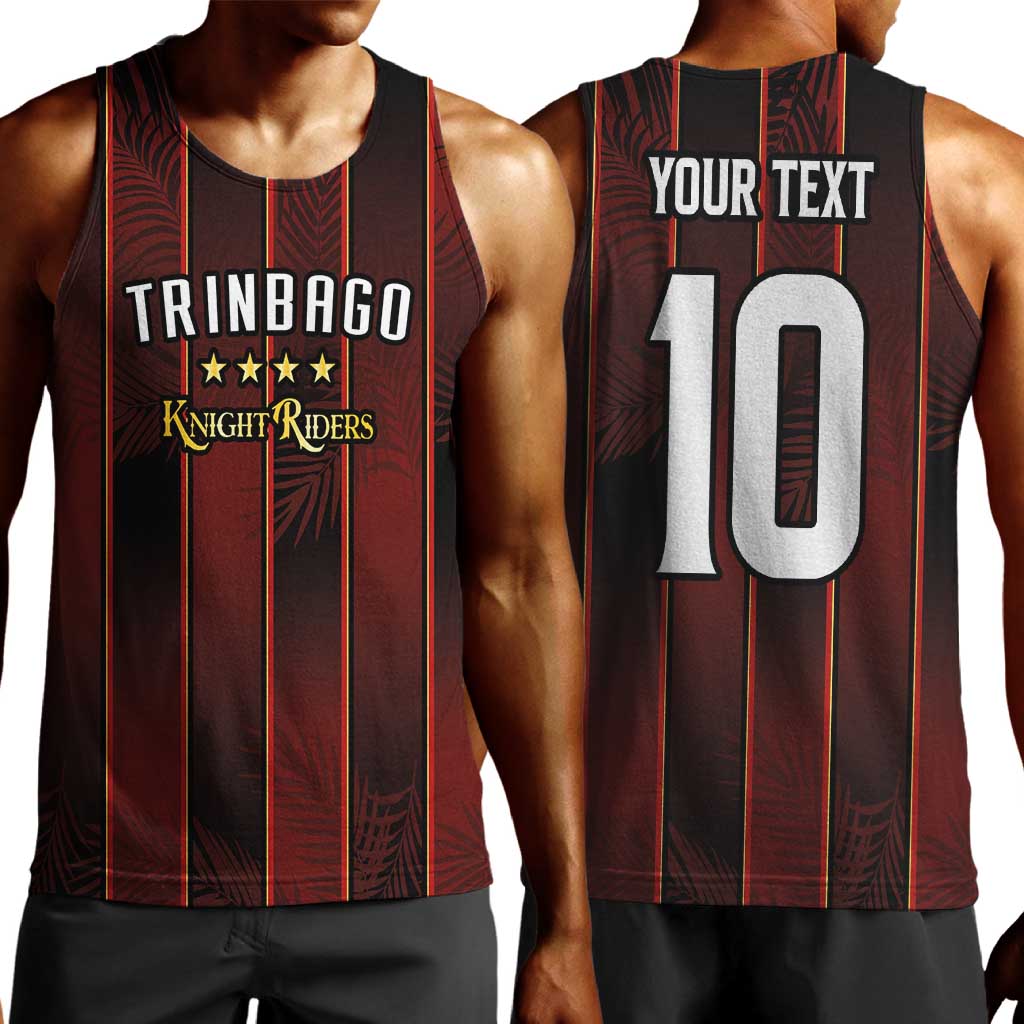 Custom Afro-Trinbago Cricket Knight Riders Men Tank Top Palm Leaves Stripes Style - African Pride