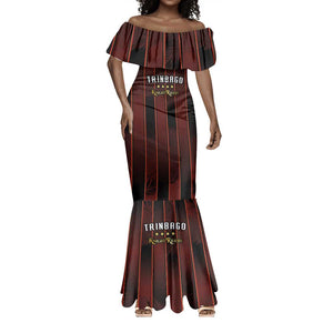Custom Afro-Trinbago Cricket Knight Riders Mermaid Dress Palm Leaves Stripes Style - African Pride