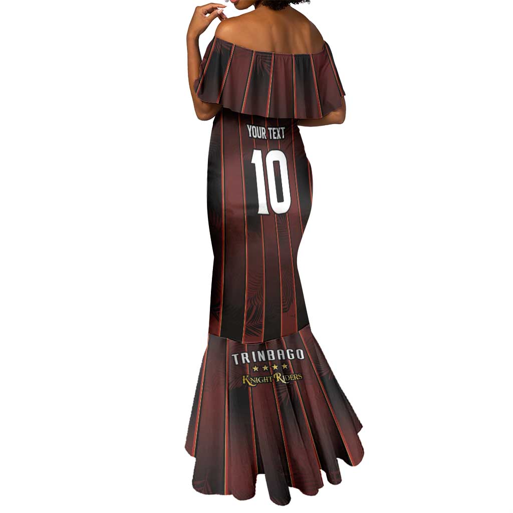 Custom Afro-Trinbago Cricket Knight Riders Mermaid Dress Palm Leaves Stripes Style - African Pride