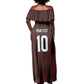 Custom Afro-Trinbago Cricket Knight Riders Off Shoulder Maxi Dress Palm Leaves Stripes Style - African Pride