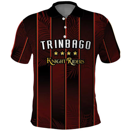 Custom Afro-Trinbago Cricket Knight Riders Polo Shirt Palm Leaves Stripes Style - African Pride