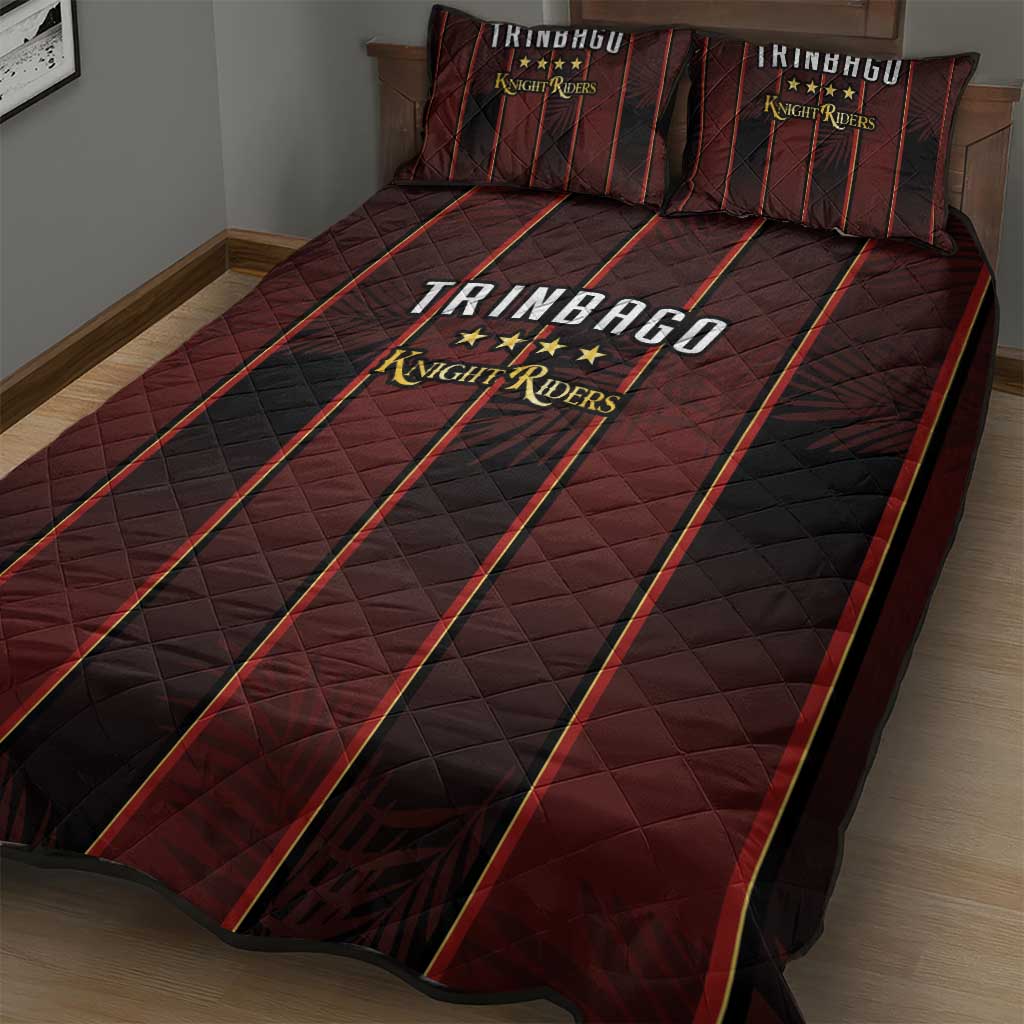 Afro-Trinbago Cricket Knight Riders Quilt Bed Set Palm Leaves Stripes Style - African Pride
