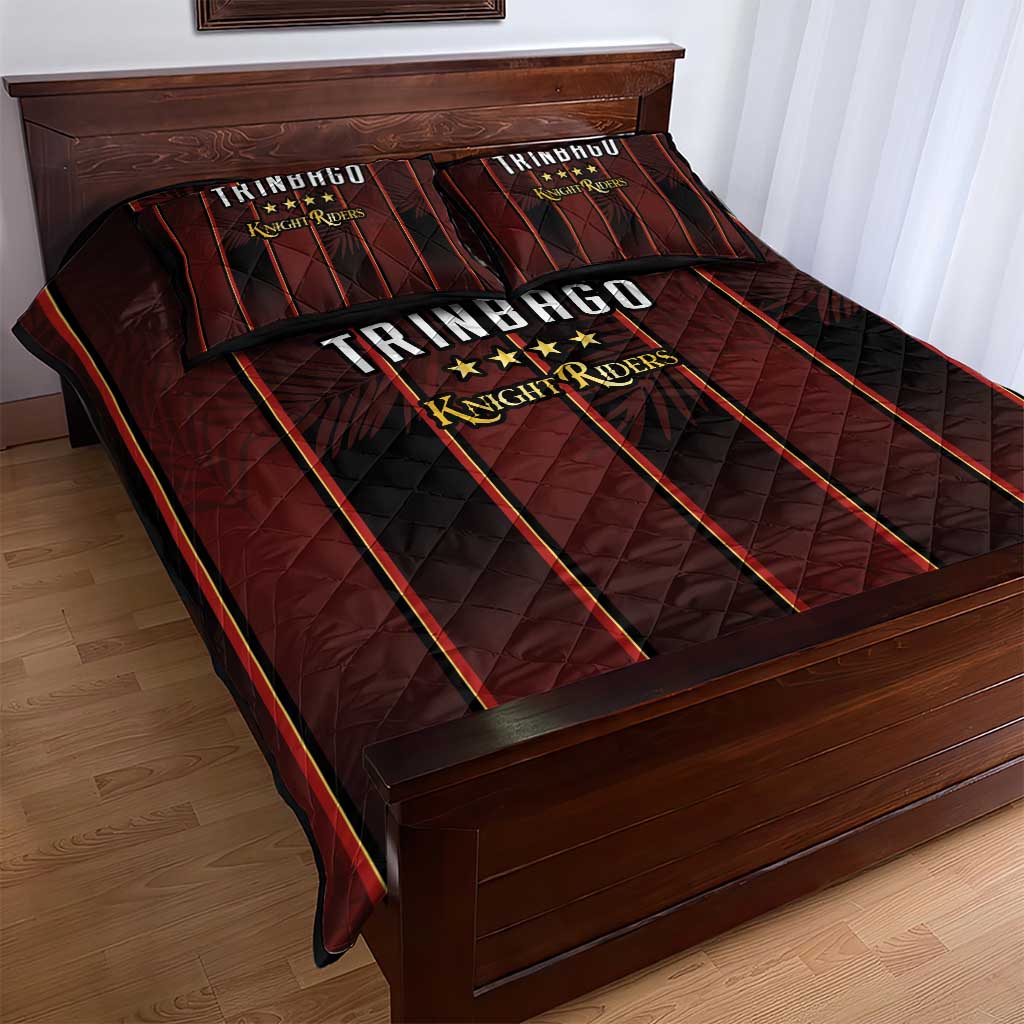 Afro-Trinbago Cricket Knight Riders Quilt Bed Set Palm Leaves Stripes Style - African Pride