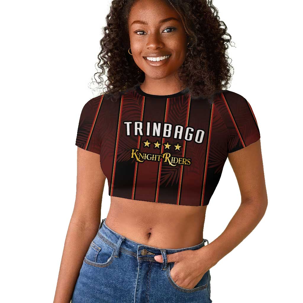 Custom Afro-Trinbago Cricket Knight Riders Raglan Cropped T shirt Palm Leaves Stripes Style - African Pride