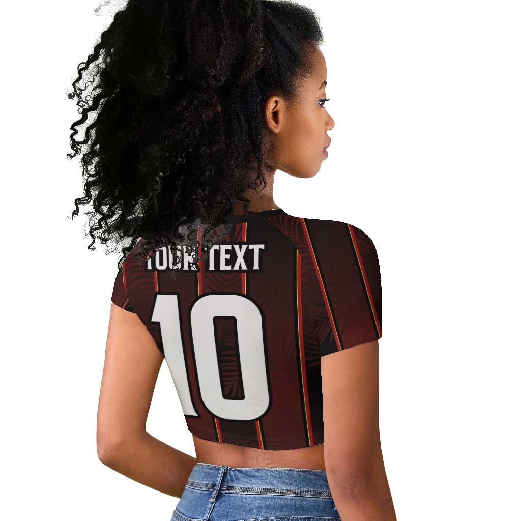 Custom Afro-Trinbago Cricket Knight Riders Raglan Cropped T shirt Palm Leaves Stripes Style - African Pride