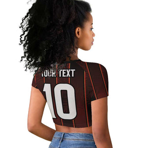 Custom Afro-Trinbago Cricket Knight Riders Raglan Cropped T shirt Palm Leaves Stripes Style - African Pride