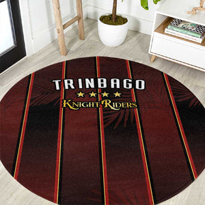 Afro-Trinbago Cricket Knight Riders Round Carpet Palm Leaves Stripes Style - African Pride
