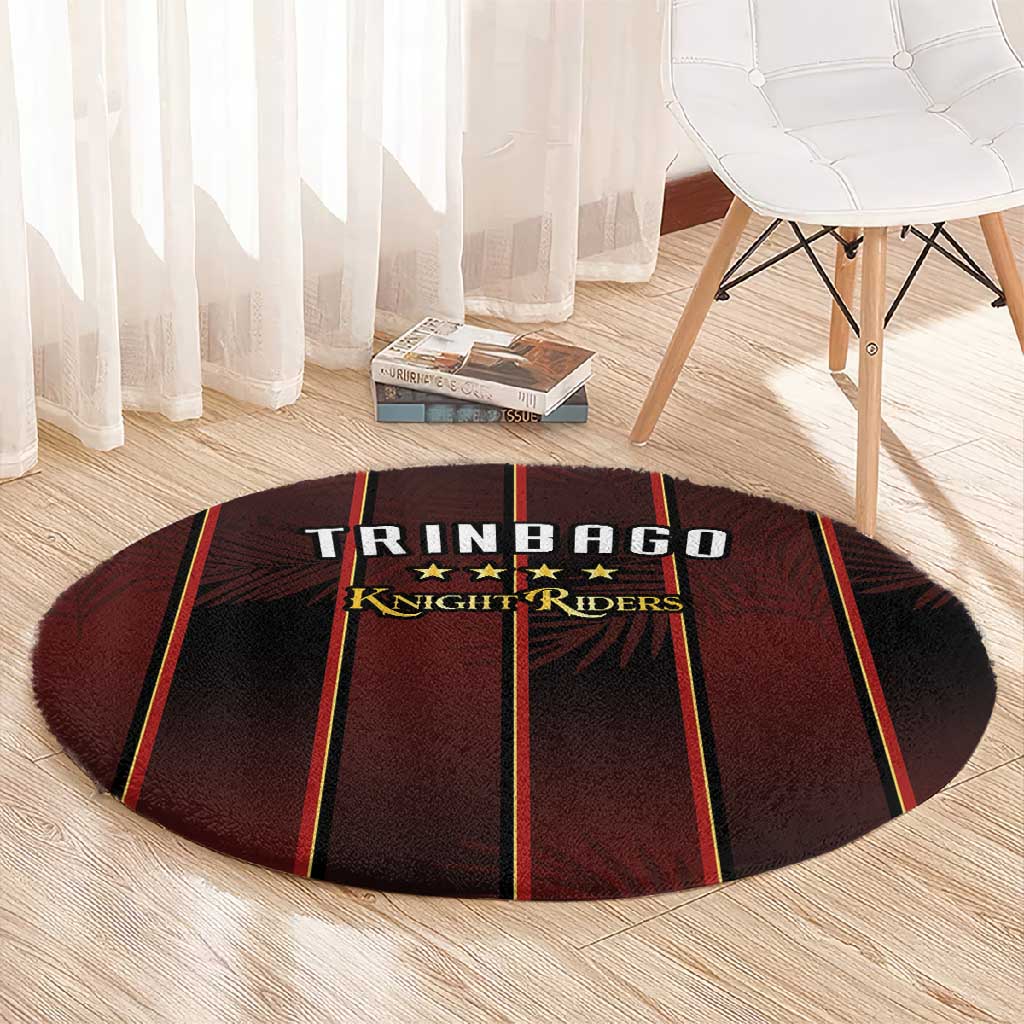 Afro-Trinbago Cricket Knight Riders Round Carpet Palm Leaves Stripes Style - African Pride