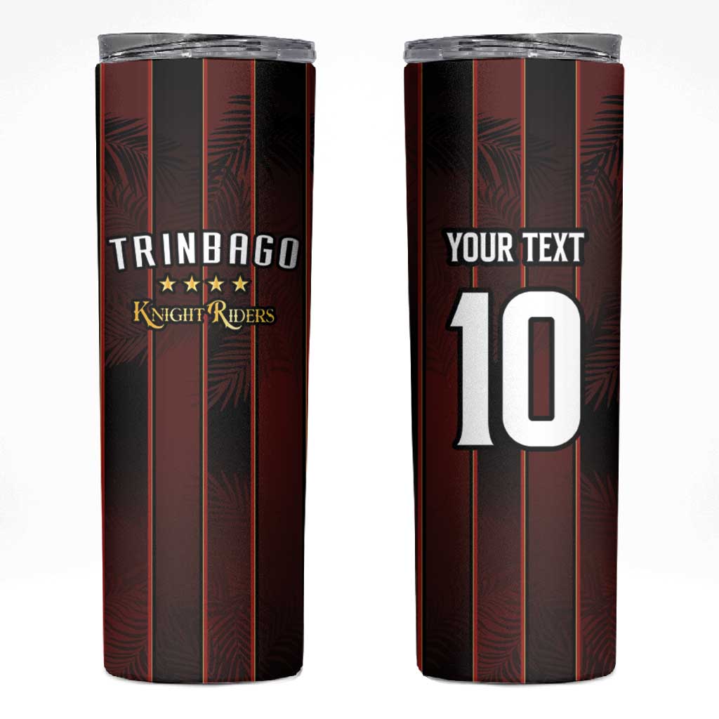 Custom Afro-Trinbago Cricket Knight Riders Skinny Tumbler Palm Leaves Stripes Style - African Pride