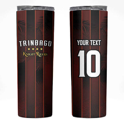 Custom Afro-Trinbago Cricket Knight Riders Skinny Tumbler Palm Leaves Stripes Style - African Pride