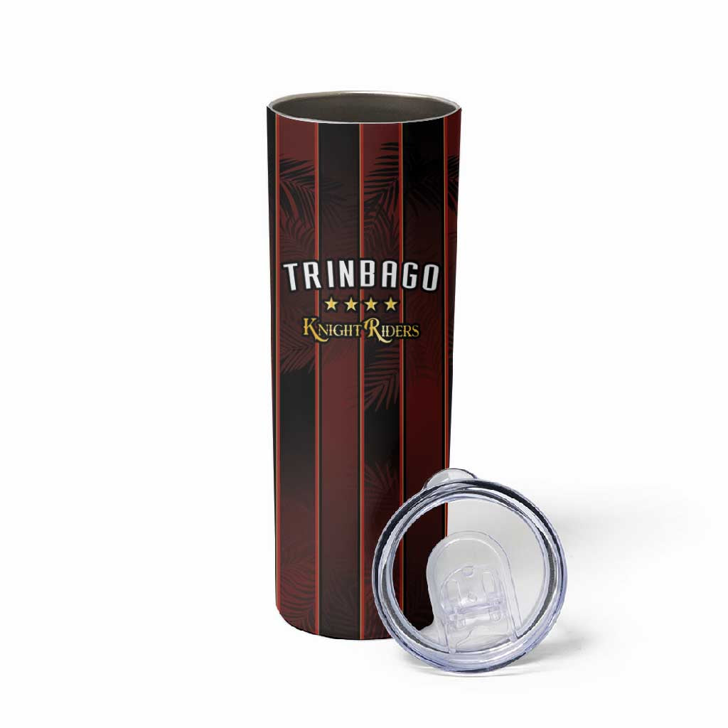 Custom Afro-Trinbago Cricket Knight Riders Skinny Tumbler Palm Leaves Stripes Style - African Pride