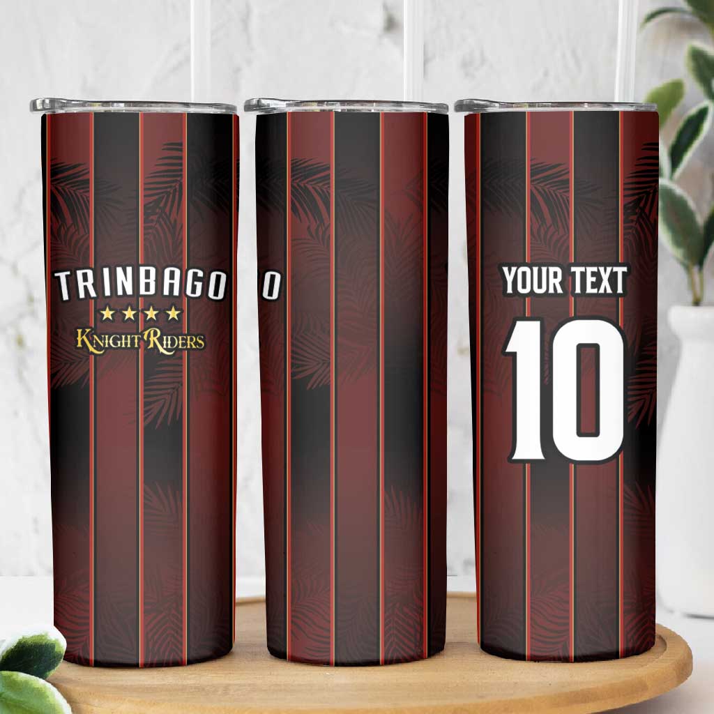 Custom Afro-Trinbago Cricket Knight Riders Skinny Tumbler Palm Leaves Stripes Style - African Pride