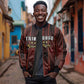 Custom Afro-Trinbago Cricket Knight Riders Sleeve Zip Bomber Jacket Palm Leaves Stripes Style - African Pride