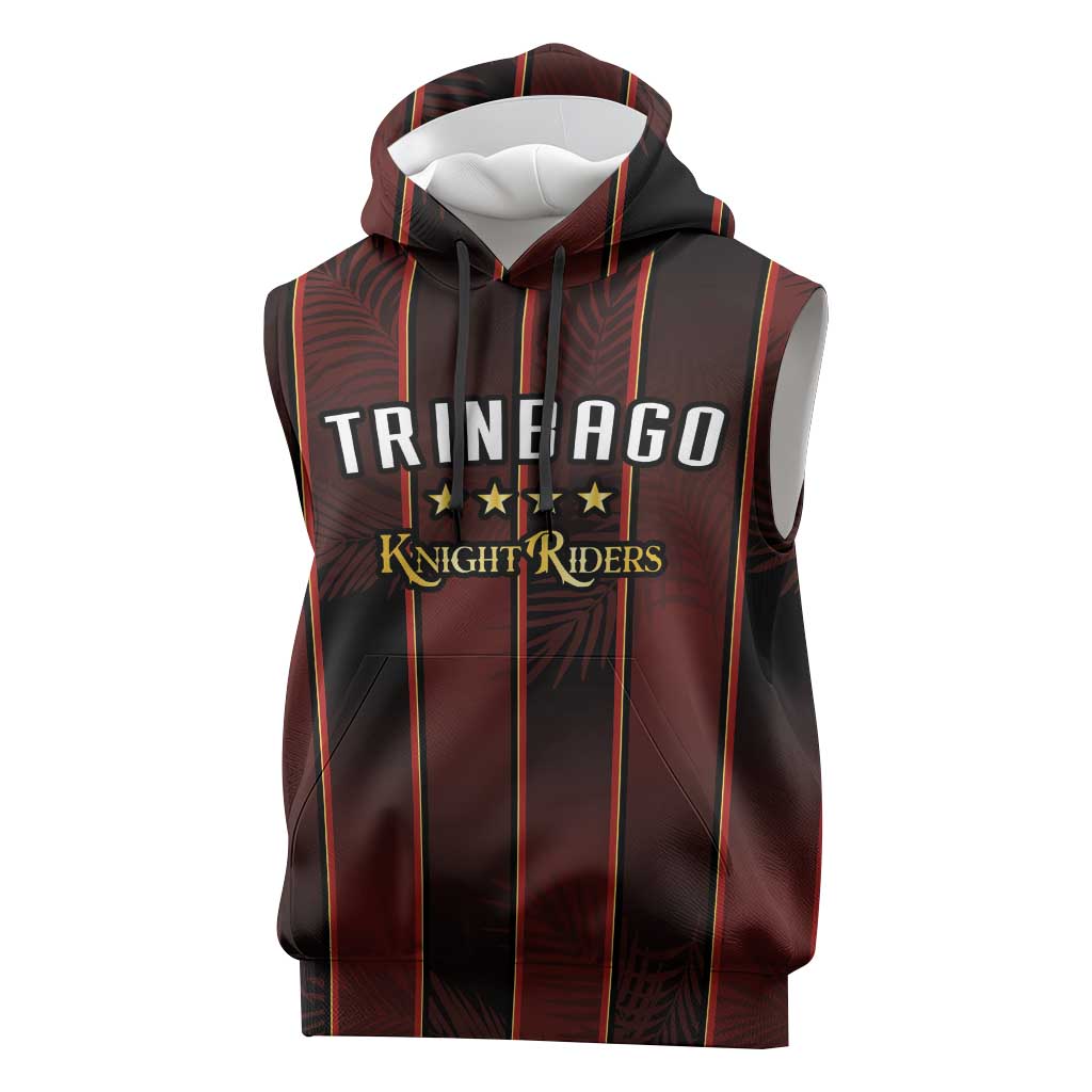 Custom Afro-Trinbago Cricket Knight Riders Sleeveless Hoodie Palm Leaves Stripes Style - African Pride