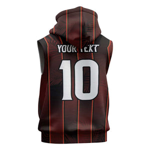 Custom Afro-Trinbago Cricket Knight Riders Sleeveless Hoodie Palm Leaves Stripes Style - African Pride