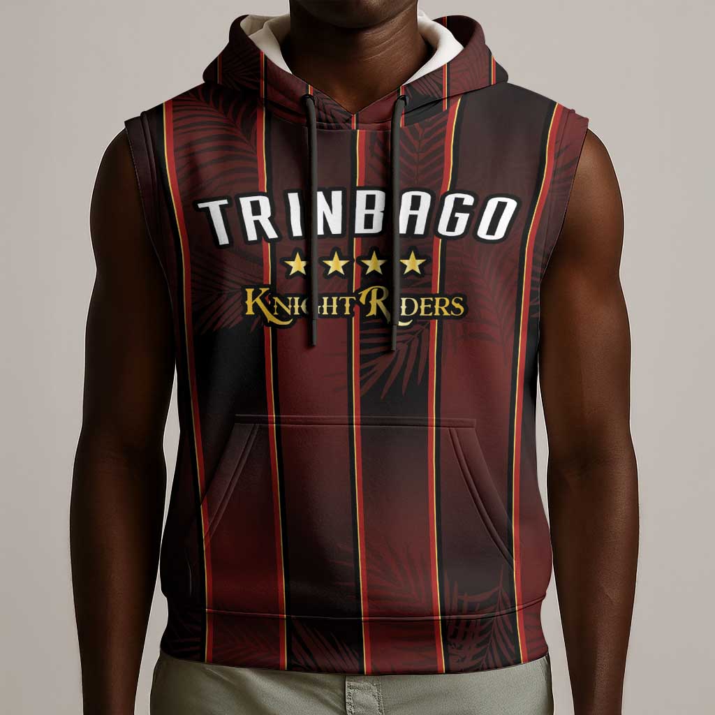 Custom Afro-Trinbago Cricket Knight Riders Sleeveless Hoodie Palm Leaves Stripes Style - African Pride