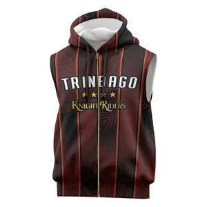 Custom Afro-Trinbago Cricket Knight Riders Sleeveless Zip Hoodie Palm Leaves Stripes Style - African Pride