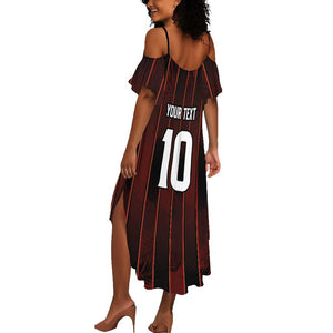 Custom Afro-Trinbago Cricket Knight Riders Summer Maxi Dress Palm Leaves Stripes Style - African Pride