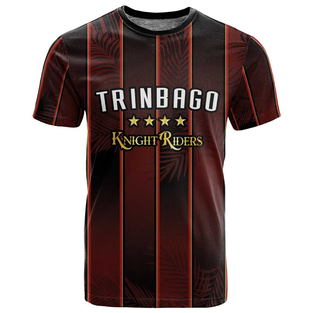 Custom Afro-Trinbago Cricket Knight Riders T shirt Palm Leaves Stripes Style - African Pride
