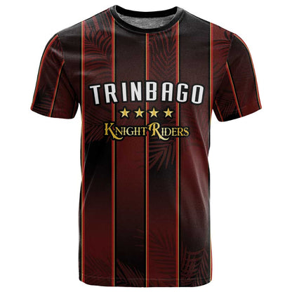 Custom Afro-Trinbago Cricket Knight Riders T shirt Palm Leaves Stripes Style - African Pride