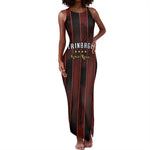 Custom Afro-Trinbago Cricket Knight Riders Tank Maxi Dress Palm Leaves Stripes Style - African Pride