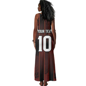 Custom Afro-Trinbago Cricket Knight Riders Tank Maxi Dress Palm Leaves Stripes Style - African Pride