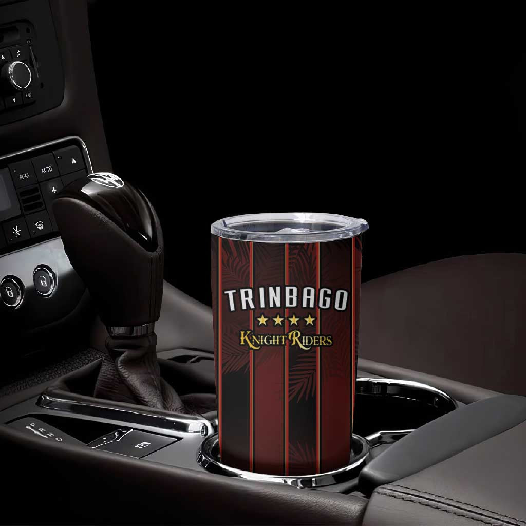 Custom Afro-Trinbago Cricket Knight Riders Tumbler Cup Palm Leaves Stripes Style - African Pride