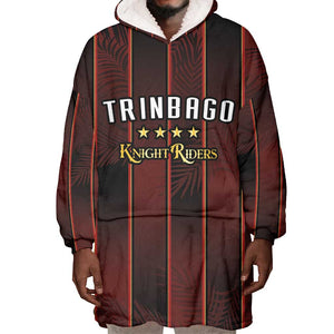Custom Afro-Trinbago Cricket Knight Riders Wearable Blanket Hoodie Palm Leaves Stripes Style - African Pride