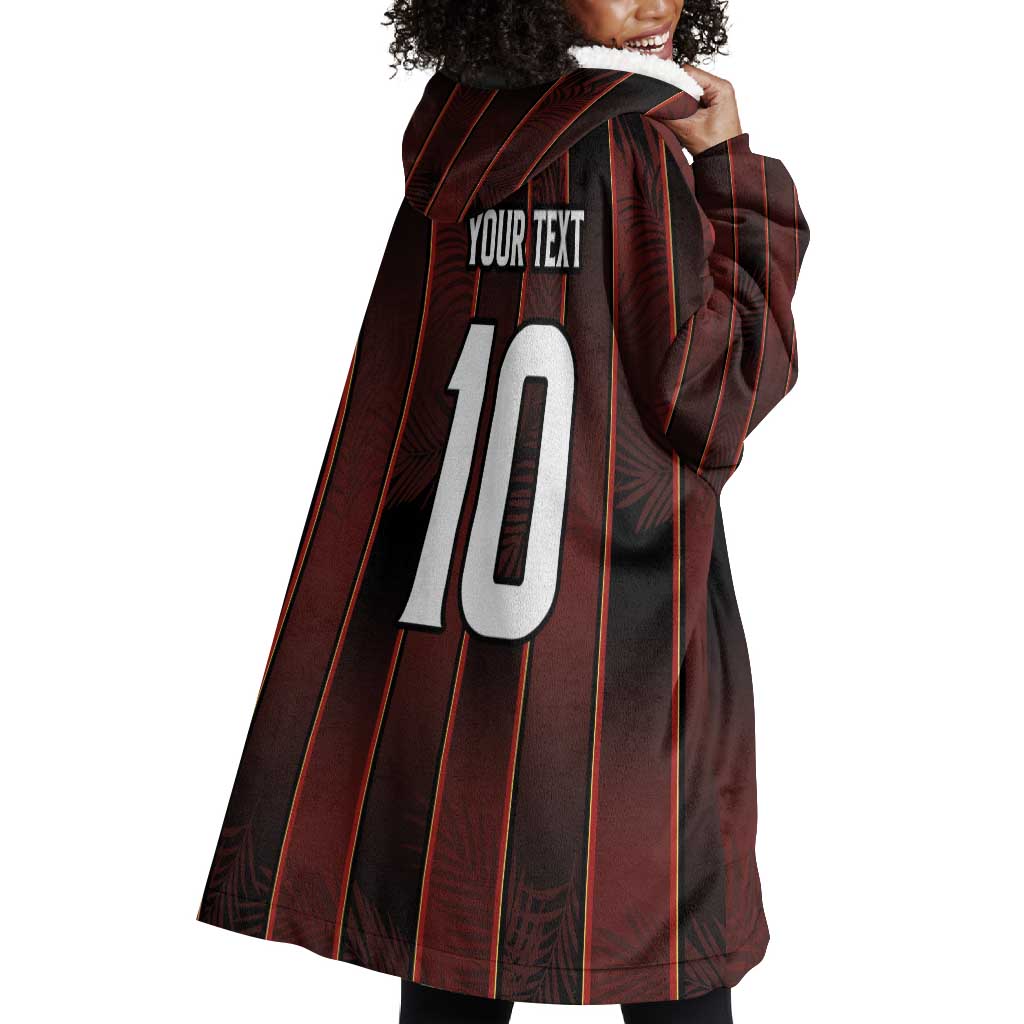 Custom Afro-Trinbago Cricket Knight Riders Wearable Blanket Hoodie Palm Leaves Stripes Style - African Pride